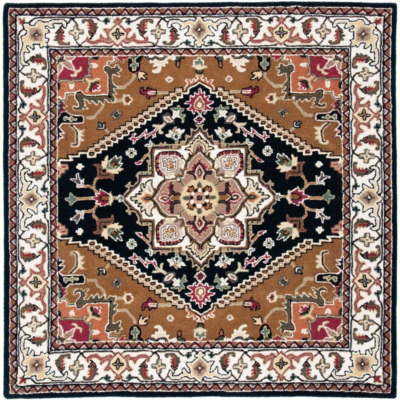 Heritage HG625 Handmade Area Rug - 6'x6' - Navy/Brown - Safavieh