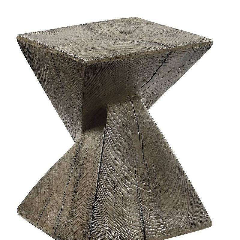 13" Zahi Accent Table Weathered Oak Finish - Acme Furniture: Modern Rectangle Cement, Space-Saving Design