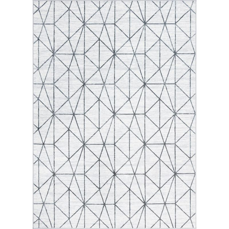 Unique Loom 7' 1 x 10' 0 White Matrix Trellis Geometric Area Rug