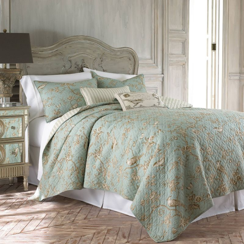 homthreads Luxemburg Quilt Set - Teal (Full/Queen): Cotton Material, Includes 2 Shams, Machine Washable