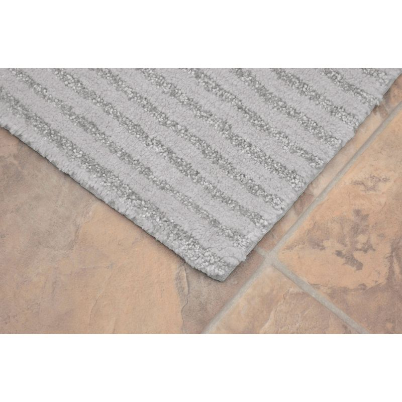 3pc Sheridan Plush Washable Nylon Bath Rug Set Platinum Gray - Garland: Includes Contour Mat, Tufted Lid Cover