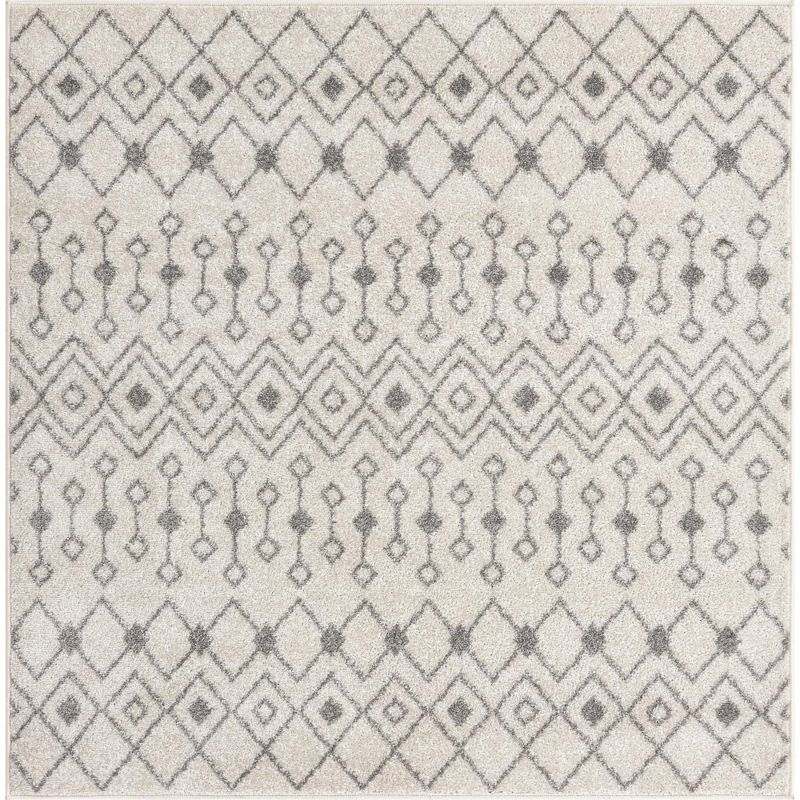Unique Loom 5' 3 x 5' 3 Square Alaoui Geometric Trellis Ivory and Gray  Area Rug