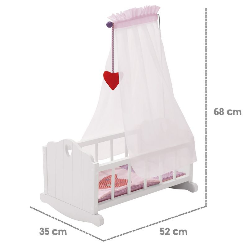 Roba Doll Cradle Set: Fienchen - Heart, Pink & White