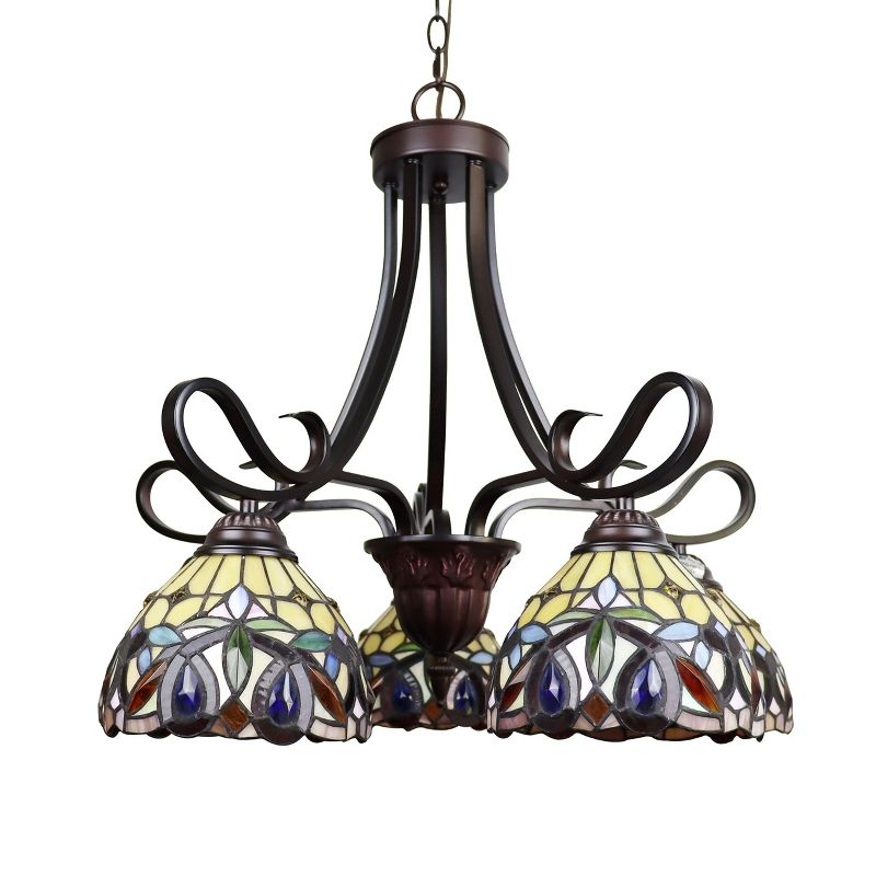 Chloe Lighting Serenity Victorian Tiffany-Style Dark Bronze 5 Light Large Chandelier 25" Wide