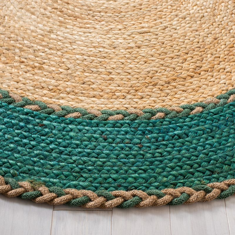 Natural Fiber NFB261 Hand Loomed Area Rug - Natural/Green - 7'x9' Oval - Safavieh.