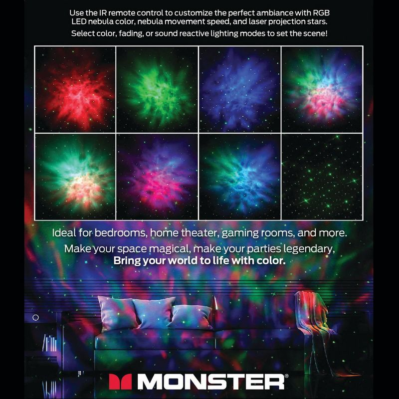 Monster Laser Light Projector: Multicolored LED Nightlight, AC Adapter, Laser Projection Show, Indoor/Outdoor Use