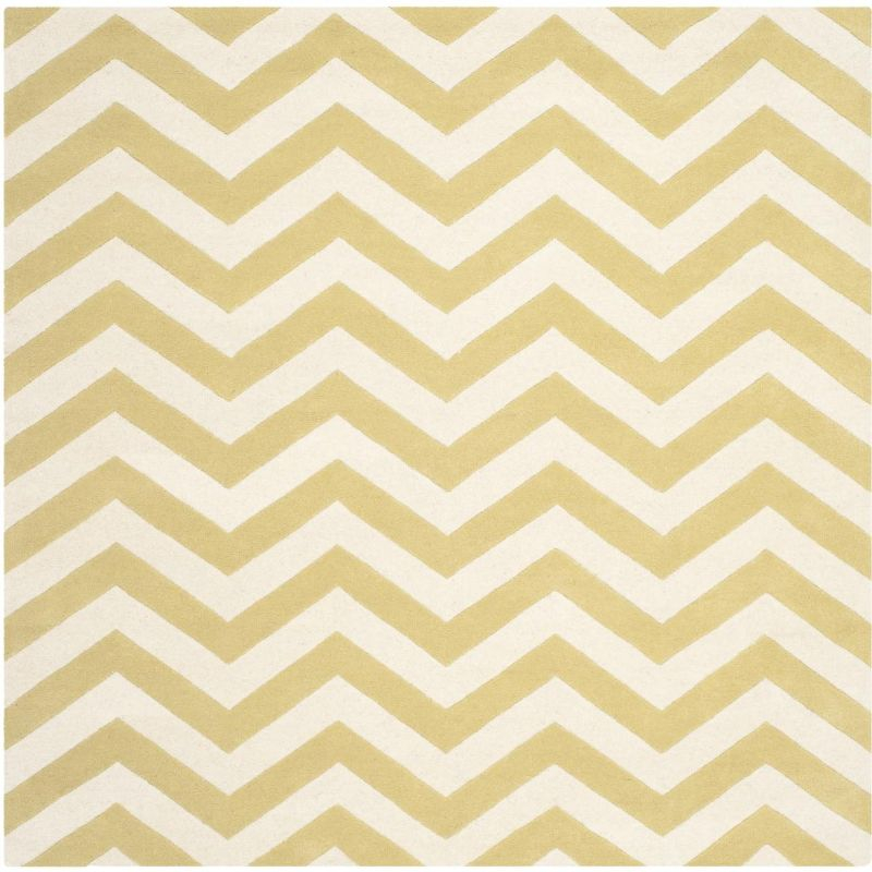 Chatham CHT715 Tufted Indoor Area Rug - Light Gold/Ivory - 5'x5' - Safavieh