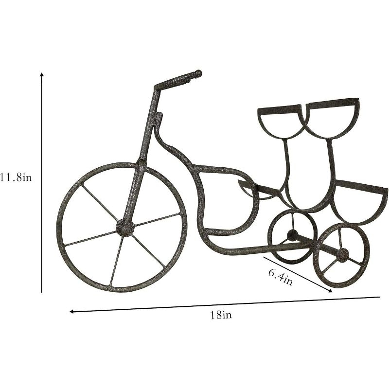 LIVEVIE Classic Vintage Bike Delivery Style Wine Rack Freestanding Wine Holder for 3 Bottles - Countertop Tabletop Wine Organizer