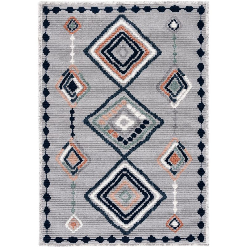 Marrakesh MRK616 Power Loomed Area Rug - Gray/Blue Rust - 4'x6' - Safavieh.