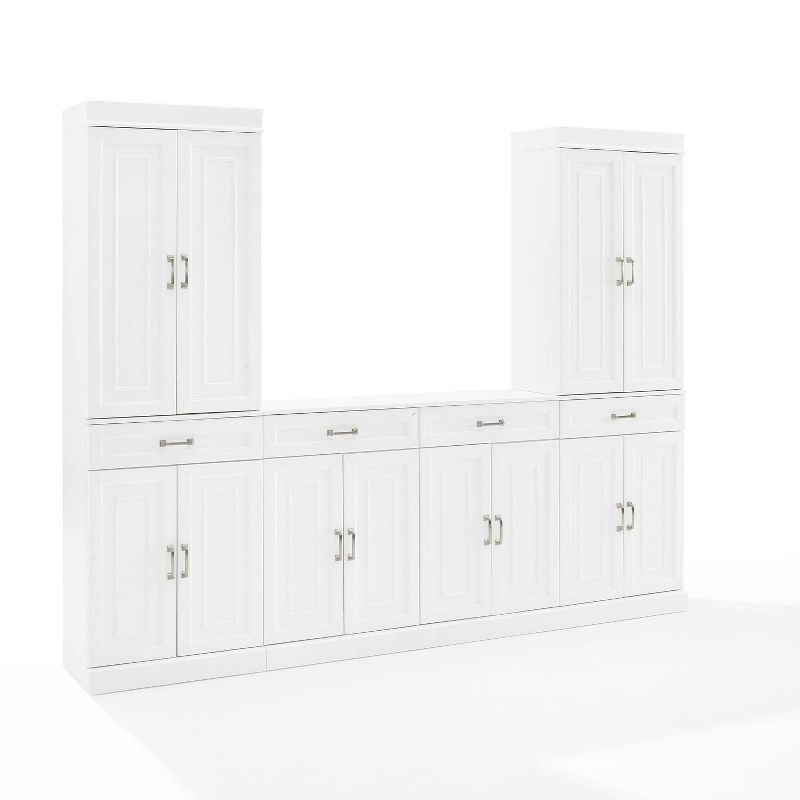 3pc Stanton Sideboard and Pantry Set White - Crosley: Home Office Storage, Traditional Farmhouse Design