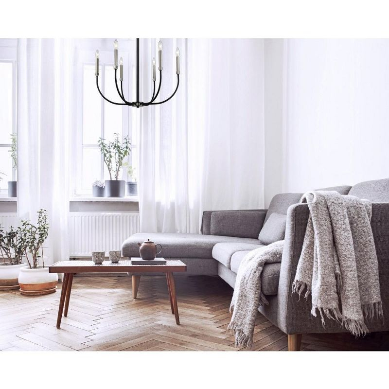 Z-Lite Haylie 6 - Light Chandelier in  Matte Black/Brushed Nickel