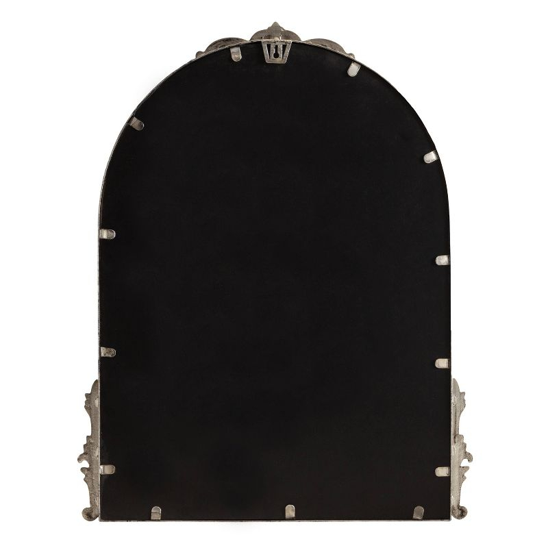 Kate & Laurel All Things Decor 21"x26" Myrcelle Decorative Framed Wall Mirror: Antique Silver, Arched, Ornate Garland Design