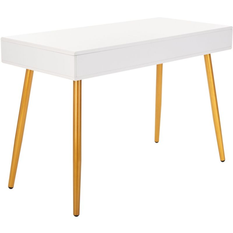 Jorja 1 Drawer 1 Shelf Desk - DSK2200 - White/Gold - Safavieh