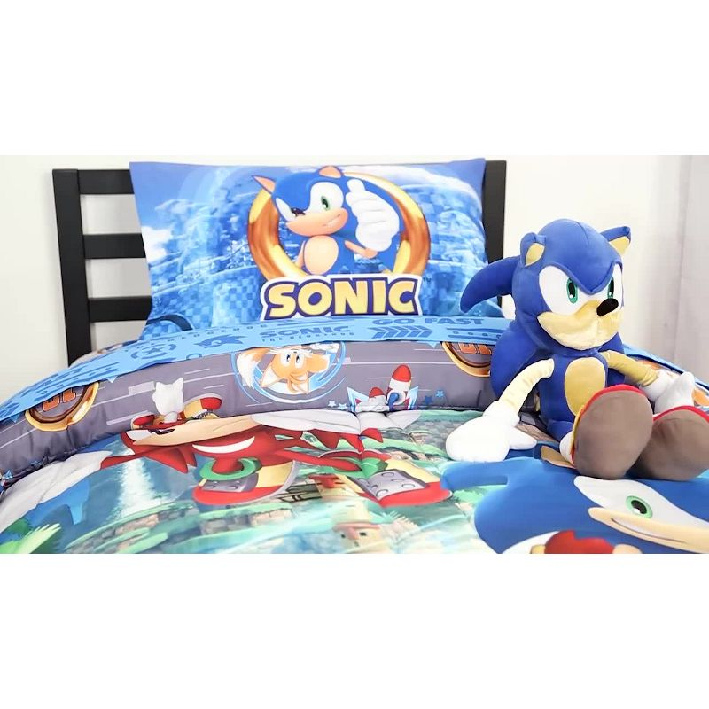Twin Sonic the Hedgehog Run Rings Around You Kids' Sheet Set
