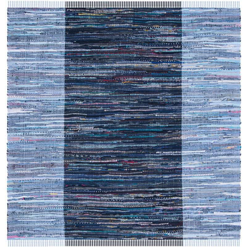 Rag Area Rug RAR122 Hand Woven Area Rug - Navy/Blue - 6'x6' - Safavieh.