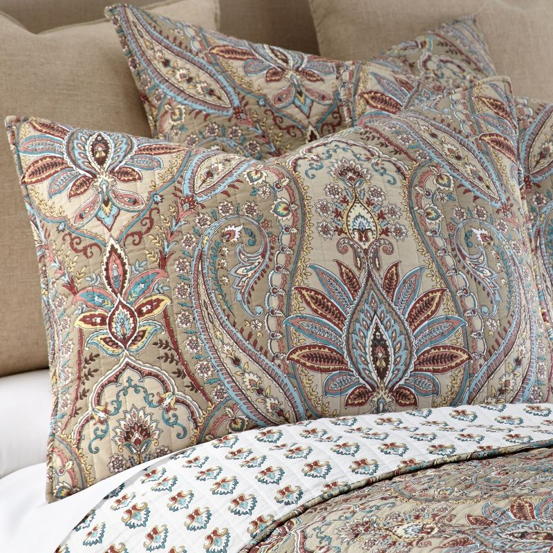 Kasey Paisley Quilt Set - Full/Queen Quilt and Two Standard Shams Brown - Levtex Home