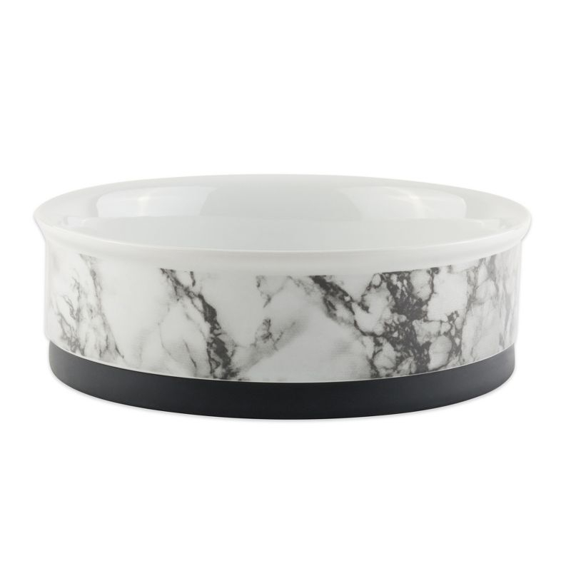 Bone Dry Pet Bowl - White Marble - Medium 6Dx2H Set/2