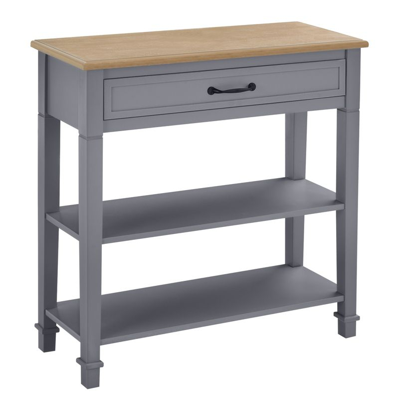 HOMCOM Entry Way Table Modern Style Sofa Console with Drawer and Shelves, Sturdy Build, and Large Storage, Gray