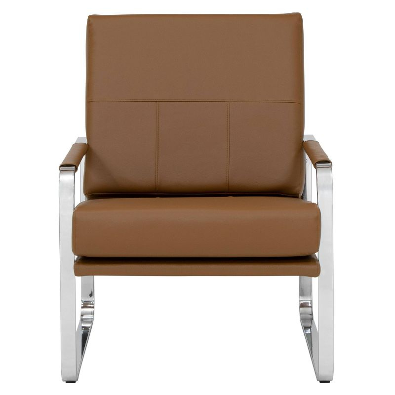 Allure Modern Blended Leather Accent Arm Chair: Chrome-Finished, No Assembly - Studio Designs Home