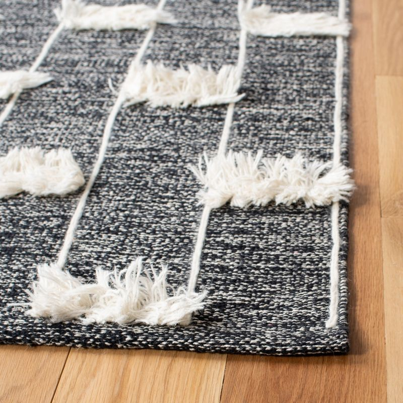 Striped Kilim STK508 Hand Woven Runner Rug - Black/Ivory - 2'3"x9' - Safavieh.