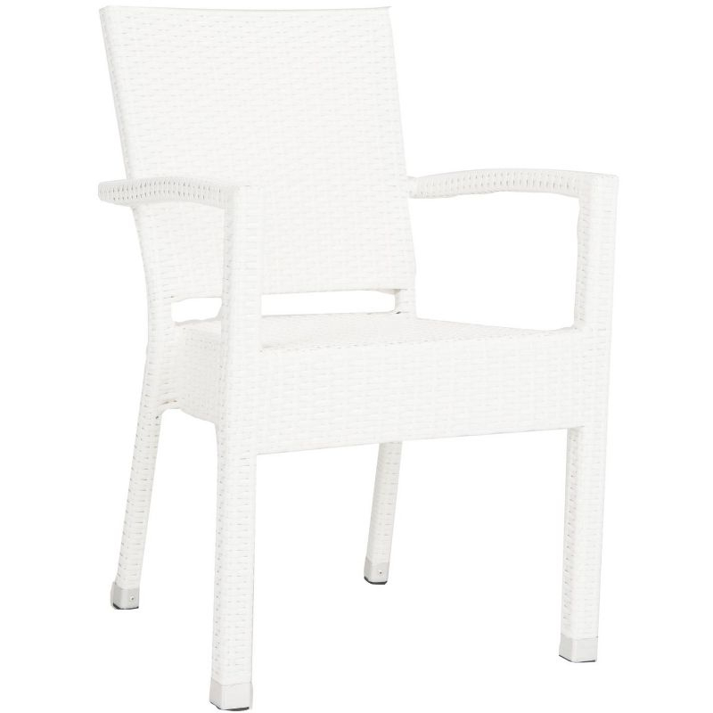 Kelda Stackable Arm Chair Indoor/Outdoor (Set Of 2) - PAT4004 - White - Safavieh
