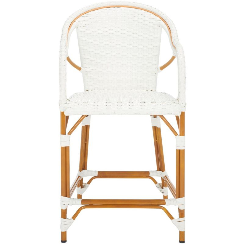 California Counter Stool With Arms - Indoor/Outdoor - PAT7533 - White - Safavieh