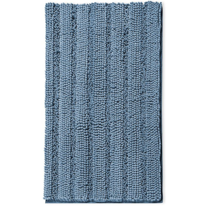 Hearth & Harbor Striped Bathroom Rug, Ultra Soft Large Chenille Bath Mat - Blue Heaven
