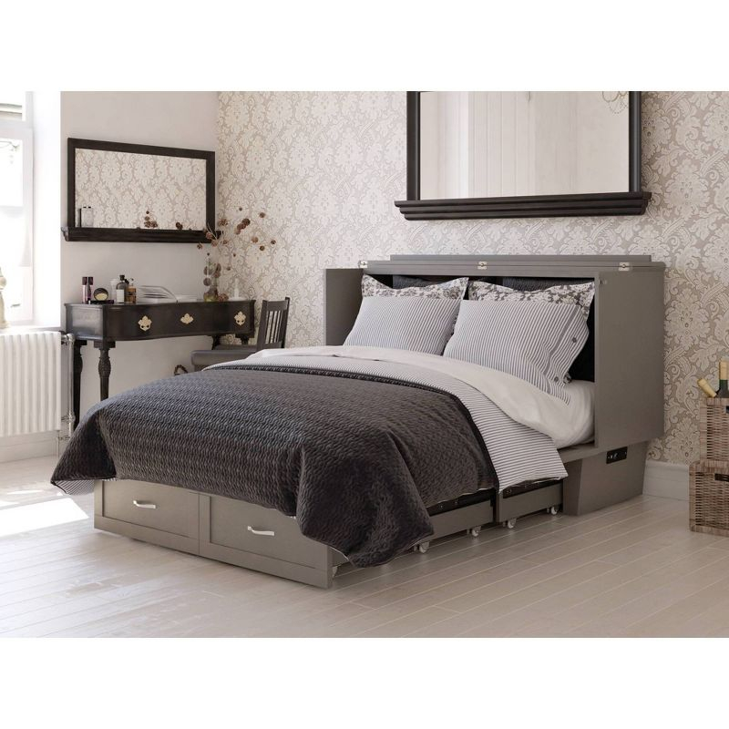 Queen Monroe Murphy Bed Chest with Memory Foam Mattress - AFI: USB Turbo Charger