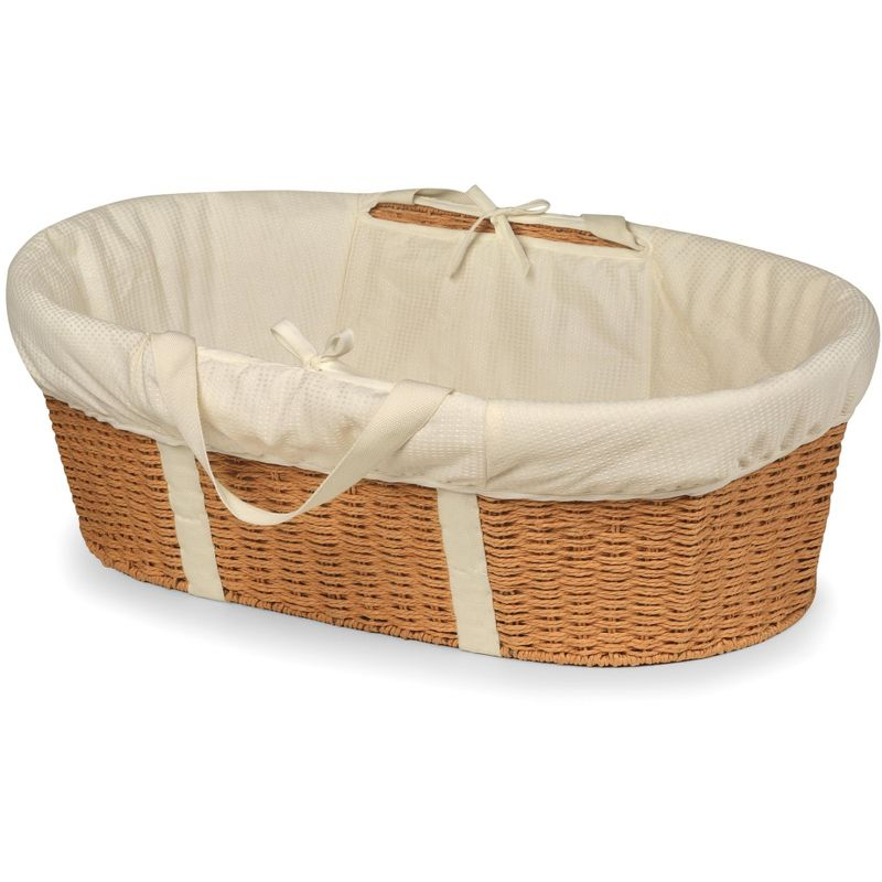 Wicker-Look Woven Baby Moses Changing Basket - Natural/Ecru