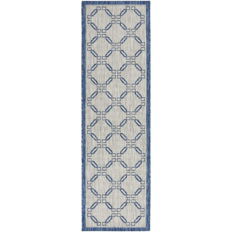 Nourison Garden Party GRD02 Indoor/outdoor Area Rug - Ivory Blue 2'2" x 7'6"