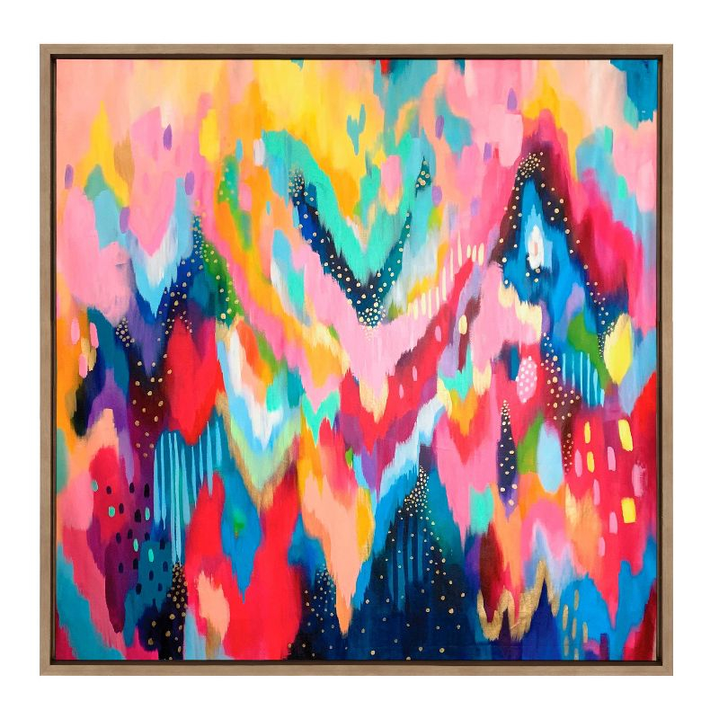 30" x 30" Sylvie EV Brushstroke 100 Framed Canvas Gold - Kate & Laurel All Things Decor: Modern Wall Canvases for Living Room