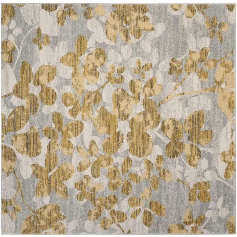 Evoke EVK236 Power Loomed Area Rug - Grey/Gold - 6'7"x6'7" - Safavieh.
