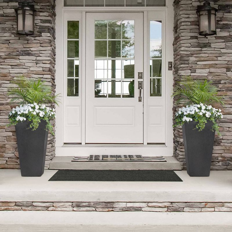 Tierra Verde 2pc Sonata Tall Square Indoor Outdoor Self-Watering Planter Pots Black 15"x28"
