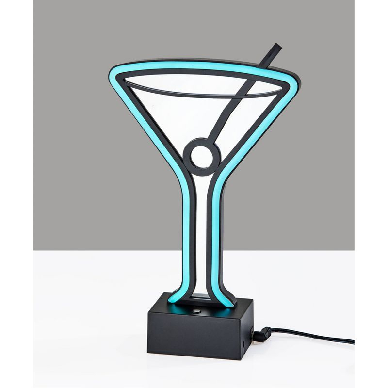Infinity Neon Martini Glass Table/Wall Lamp Black - Adesso: USB Powered, Battery Option, LED Lighting