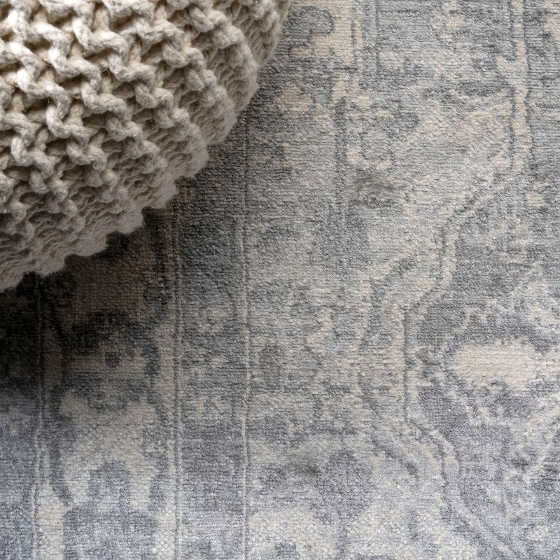 2' X 10' Modern Persian Vintage Medallion Runner Rug, Light Gray/Ivory - JONATHAN Y