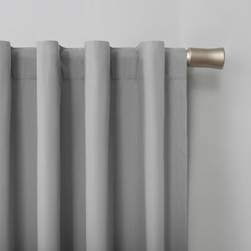 40"x63" Sun Zero 100% Blackout Cyrus Thermal Back Tab Curtain Panel Silver: Modern Solid Indoor Polyester
