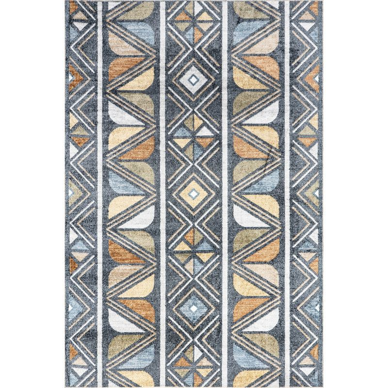Nuloom Dolina Stripes Machine Washable Indoor Area Rug, 5' 3" x 8', Blue