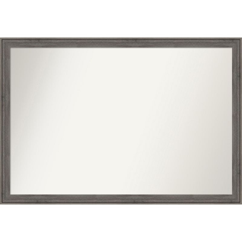 Amanti Art Regis Barnwood Grey Narrow Non-Beveled Wood Bathroom Wall Mirror 26.5 x 38.5 in.