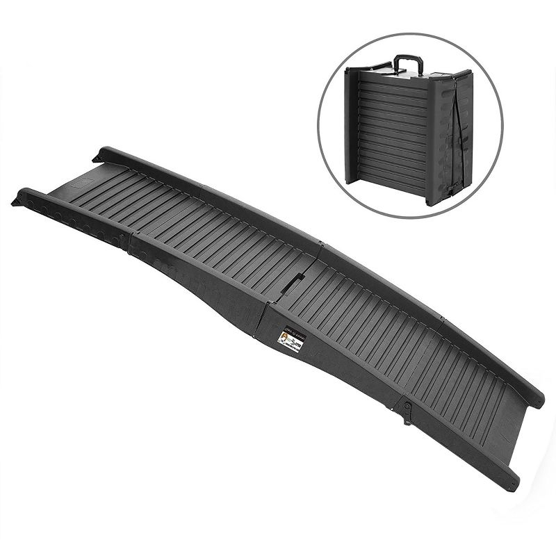 Pet Adobe Tri-Fold Portable Dog Ramp With Safe, Nonslip Traction Surface and Raised Sides for Cars, SUVs, Trucks, and Home - Black