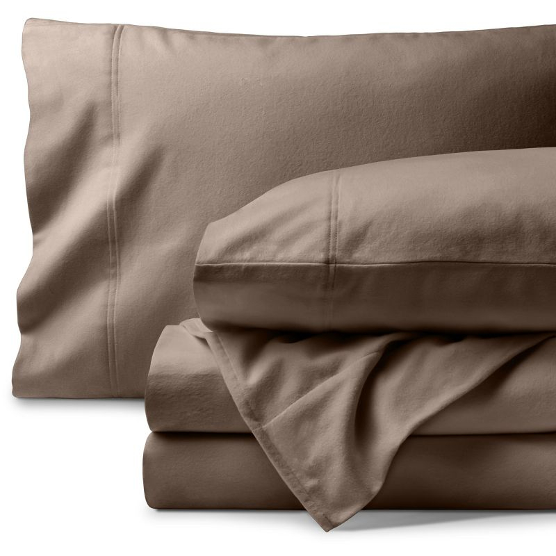 Taupe Organic Flannel Twin XL Sheet Set by Bare Home