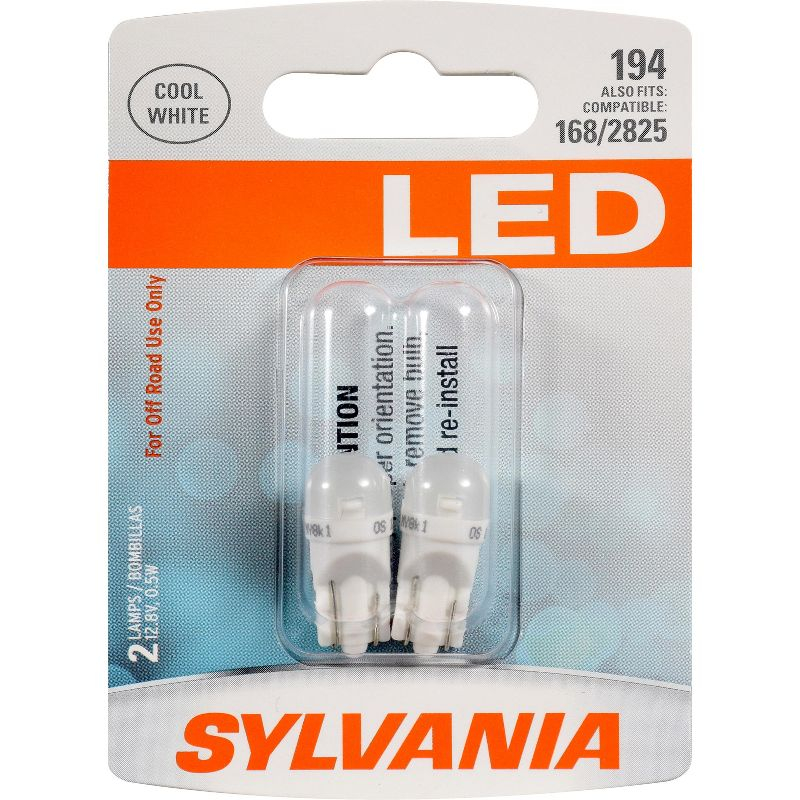 SYLVANIA 194 T10 W5W White LED Bulb, (Contains 2 Bulbs)