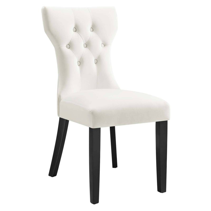 Set of 2 Silhouette Performance Velvet Dining Chairs White - Modway