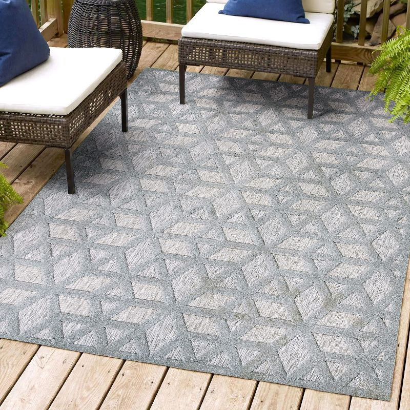 5'x8' Talaia Neutral Geometric Indoor/Outdoor Area Rug, Light Gray - JONATHAN Y