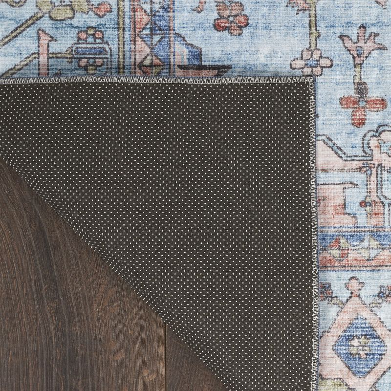 Nourison Fulton Bordered Medallion Non-Slip Flatwoven Indoor Rug Blue 2'3" x 7'6"