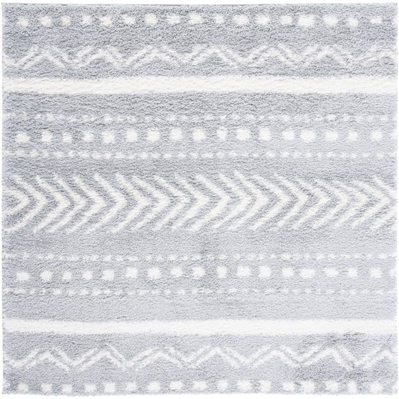 Parma Shag PMA542 Power Loomed Indoor Area Rug - 6'7"x6'7" - Grey/Ivory - Safavieh