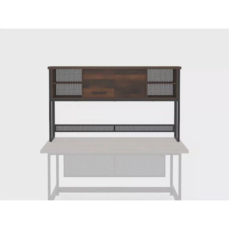Briarbrook Large Library Hutch Barrel Oak - Sauder: Industrial Style, Laminated Surface, Metal Hardware