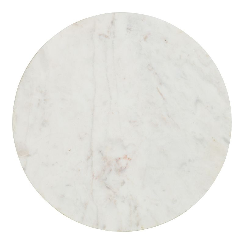 Kate and Laurel Rumsen Round Marble Side Table, 16x16x21, Walnut Brown