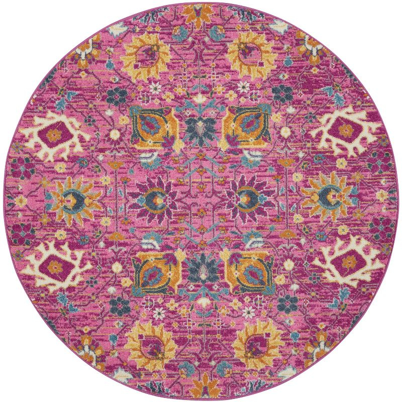 Nourison Passion Bohemian Indoor Rug Fuchsia 5' x Round