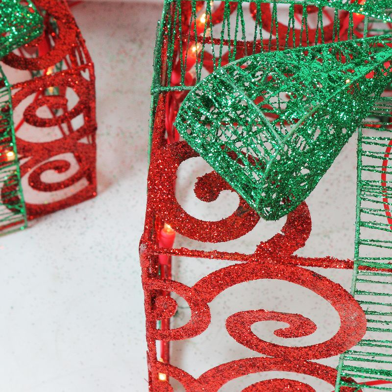 Northlight Lighted Swirl Gift Boxes Outdoor Christmas Decorations - 10" - Clear - Set of 3
