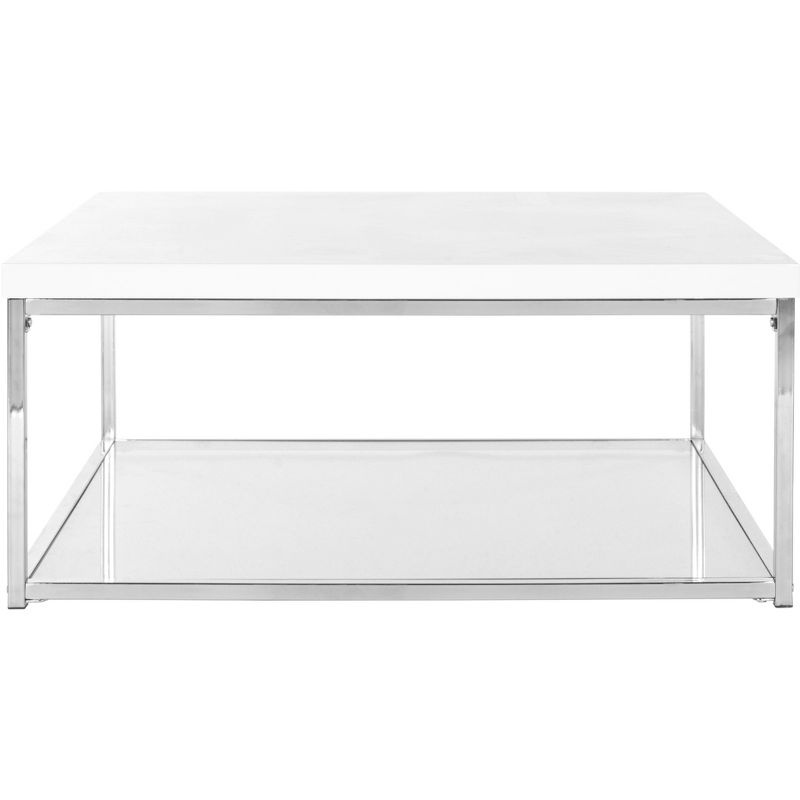 Malone High Gloss Coffee Table - White/Chrome - Safavieh